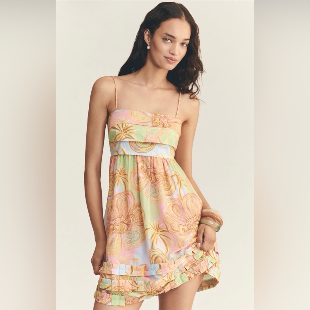 ✨ Anthropologie Farm Rio Sleeveless Printed Mini Dress Sz M